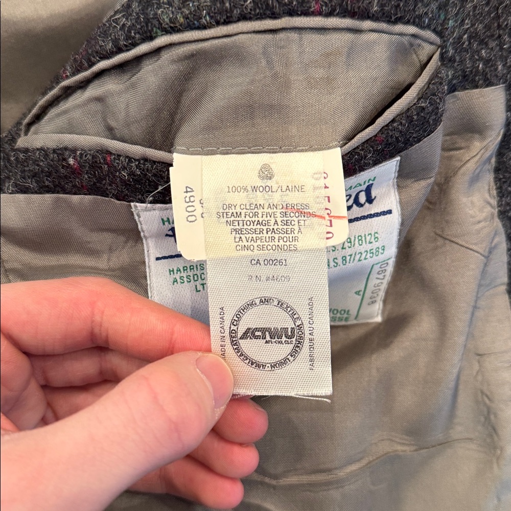 Harris Tweed mens 42L gray stripe 100% wool 2-button vintage blazer EUC - Picture 8 of 11
